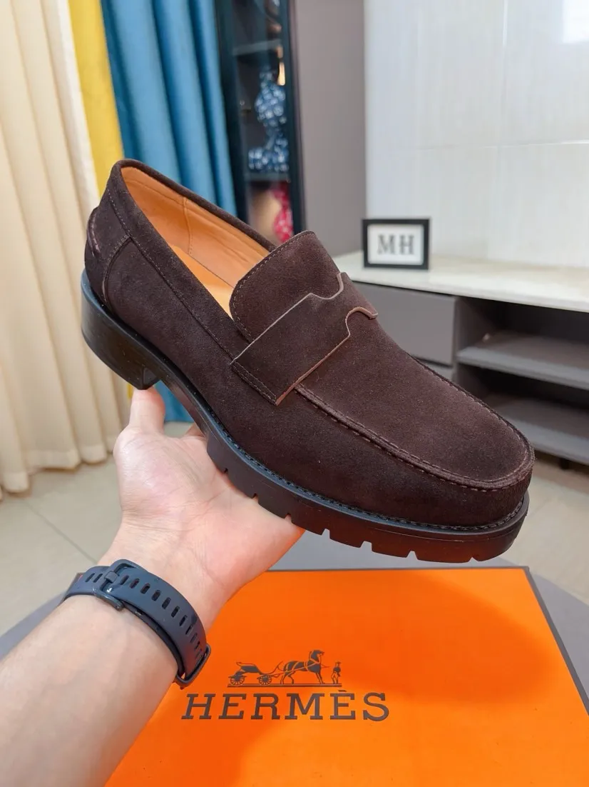 Men's shoes 💰458🌹🌹Niuli "HERMES" Hermès business leather shoes, original factory configuration, original imported frosted cowhide upper + luxury hardware logo + fully imported original customized cowhide lining, sole: rubber wear-resistant outsole, difficult craftsmanship, original factory follow-up goods, 🔍🔍high quality code number: 38-44 45 can be customized
